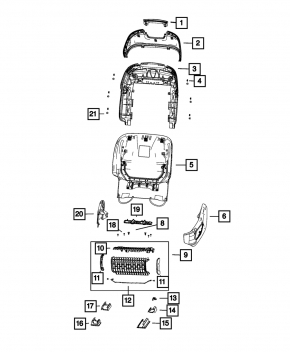 Front left driver's seat runner plug for Jeep Grand Cherokee WL 21-23 black
