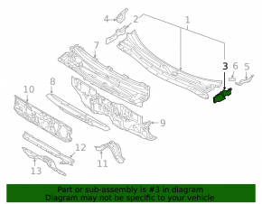 Left windshield wiper seal for Mitsubishi Outlander 14-21