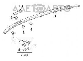 Roof rail right Toyota Venza 21-