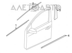 Molding door-glass central front left Nissan Rogue 07-12