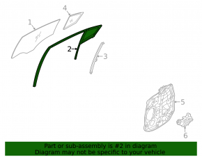 Rear right glass seal Kia Forte 4d 14-16