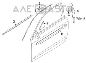 Door triangle, outer front right, Audi A3 8V 15-20 4d, gloss black, broken fastening, scratches