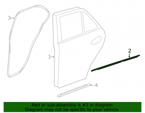 Molding door-glass central front right Mercedes W166 GLE 16-19 chrome