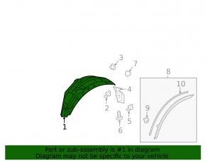 Mitsubishi Outlander 14-22 right rear mudguard liner, front part