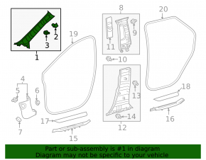 Front pillar trim, left upper, Lexus RX350 RX450h 16-22, gray