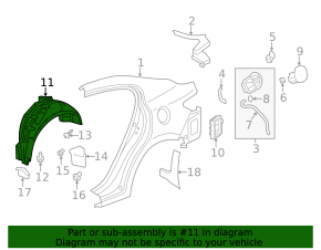 Rear left fender liner Acura ILX 13-22