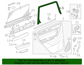 Rear left inner door frame VW Touareg 11-17 without curtain
