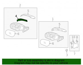 Right turn signal mirror for Hyundai Santa FE Sport 13-19