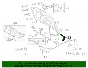 Bonnet hinge right Audi A4 B8 08-16