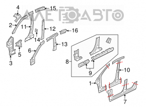 White left center pillar for Mazda3 2003-2009