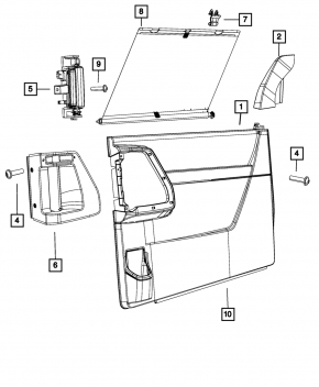 Door trim card rear left Dodge Grand Caravan 11-20