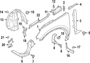 Seal wing hood-wing left Volvo XC40 19-25