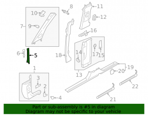 Front pillar trim, middle left, Audi Q8 19-25, black