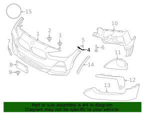 Front bumper mount, right lower fender, BMW X2 F39 18-23 2018-23