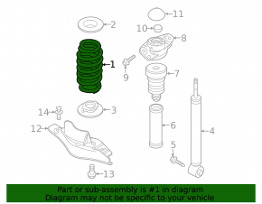 Rear left spring Audi Q3 8U 15-18 stiffness 2 gray, 1 green