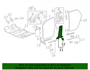 Lexus RX300 RX330 RX350 RX400h 04-08 lower right center pillar trim, black