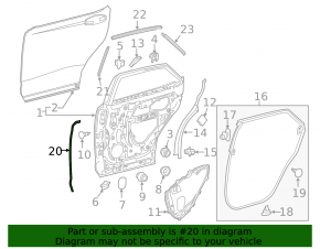 Door seal side rear right Lexus RX350L RX450hL 18-22 long front