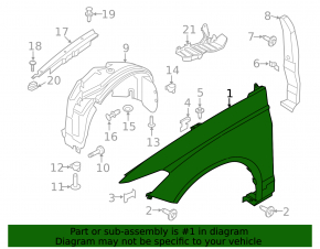 Front left wing Ford Fusion mk5 17-20