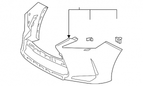 Front bumper assembly Lexus RX350 RX450h 20-22 for parking sensors and headlight washers, for camera, with radiator grille, with lip