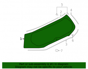 Rear window for the tailgate of a Mitsubishi Outlander 2007-2013