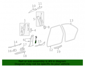 Lower right center pillar trim for Lexus IS200 IS300 99-05