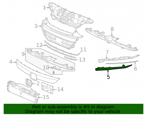 Left-hand Honda Accord grille molding, dark chrome