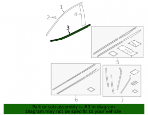 Molding door-glass central front left Honda Clarity 18-21 usa mat