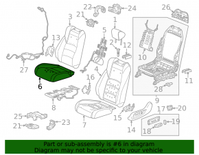 Driver's seat upholstery, lower part, Honda Accord 18-22, gray leather, heated, ventilated
