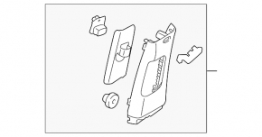 Kia Sorento 10-15 gray center pillar trim, upper belt, right