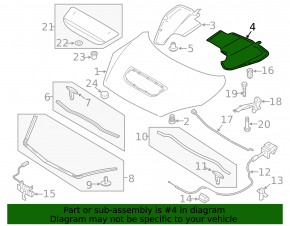 Hood insulation left Mazda3 MPS 09-13