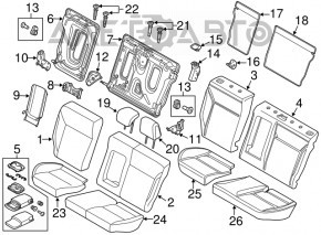 Rear row of seats 2 row Ford Focus mk3 15-18 rest, cloth black, dirt