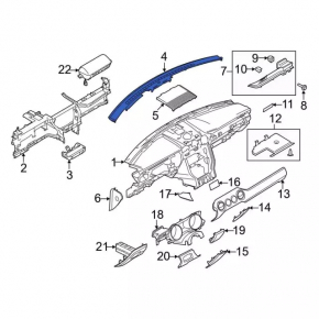 Front panel trim, central upper, Ford Mustang mk6 18-23, black