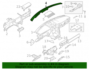 Front panel trim, central upper, Ford Mustang mk6 18-23, black