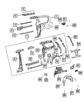Door guide rear right upper Chrysler Pacifica 17-