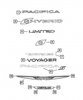 Emblem inscription PACIFICA trunk door Chrysler Pacifica 17-