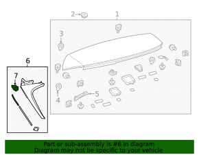 Trunk lid spoiler left Lexus NX200t NX300 NX300h 15-21