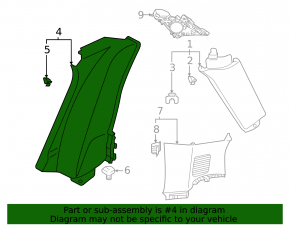 Lower left rear pillar trim for Audi Q3 83A 19-25, black, broken mount