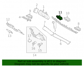 Front panel air duct deflector, central left, Hyundai Elantra 21-23 Korea, black with chrome