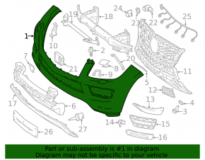 Bare front bumper Mercedes GLS-class X166 13-16 for parking sensors, for washer