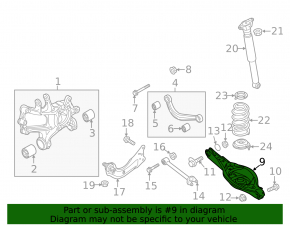 Lower control arm under spring rear left Mazda 3 14-18 BM