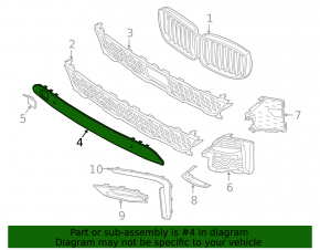 Front bumper center trim for BMW X7 G07 19-22 with parking sensors, M-Sport