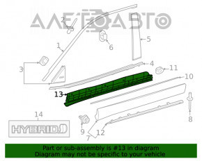 Toyota Highlander 20-25 lower front left door trim, inner