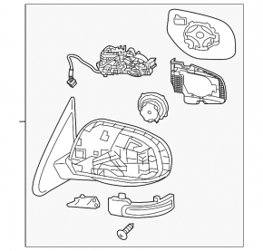 Side mirror right complete Mitsubishi Outlander 16-20 rest 7 pins, turn signal, white