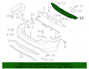 Rear bumper reinforcement Hyundai Sonata 11-15 hybrid