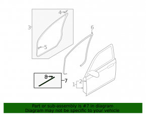 Lower front right door seal for Mazda6 03-08
