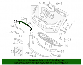 Front bumper upper molding Ford Mustang Mach-E 21-26 without camera