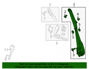 Driver's seat belt with pyropatron Chevrolet Malibu 13-15 black