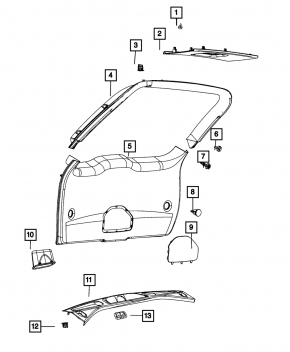 Dodge Durango 11 Trunk Door Trim - Black