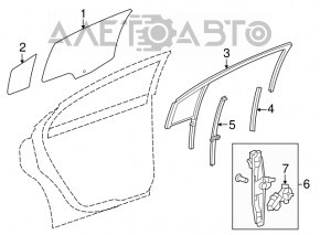 Rear right window lift with motor for Chevrolet Cruze 16-