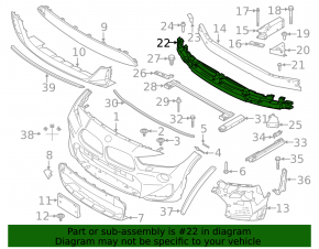 BMW X2 F39 18-23 2018-2023 Front Bumper Absorber (without m model)